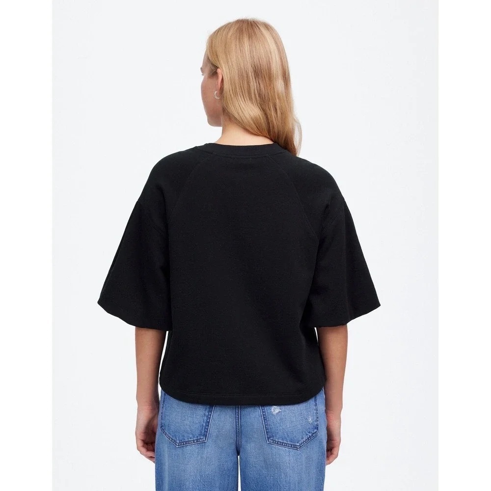 NWT Madewell Puff Short Sleeve Sweatshirt in True Black | Size Small - Picture 5 of 12